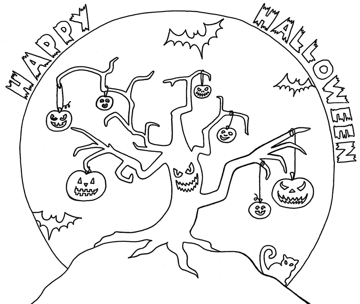 1466x1237 Halloween Tree Coloring Pages ~ Best Ideas For Printable