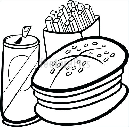 500x492 French Fries Coloring Page Food Coloring Pages Hamburger