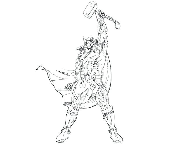 600x500 Thor Coloring Sheet Winning Sign Coloring Page Thor Hammer