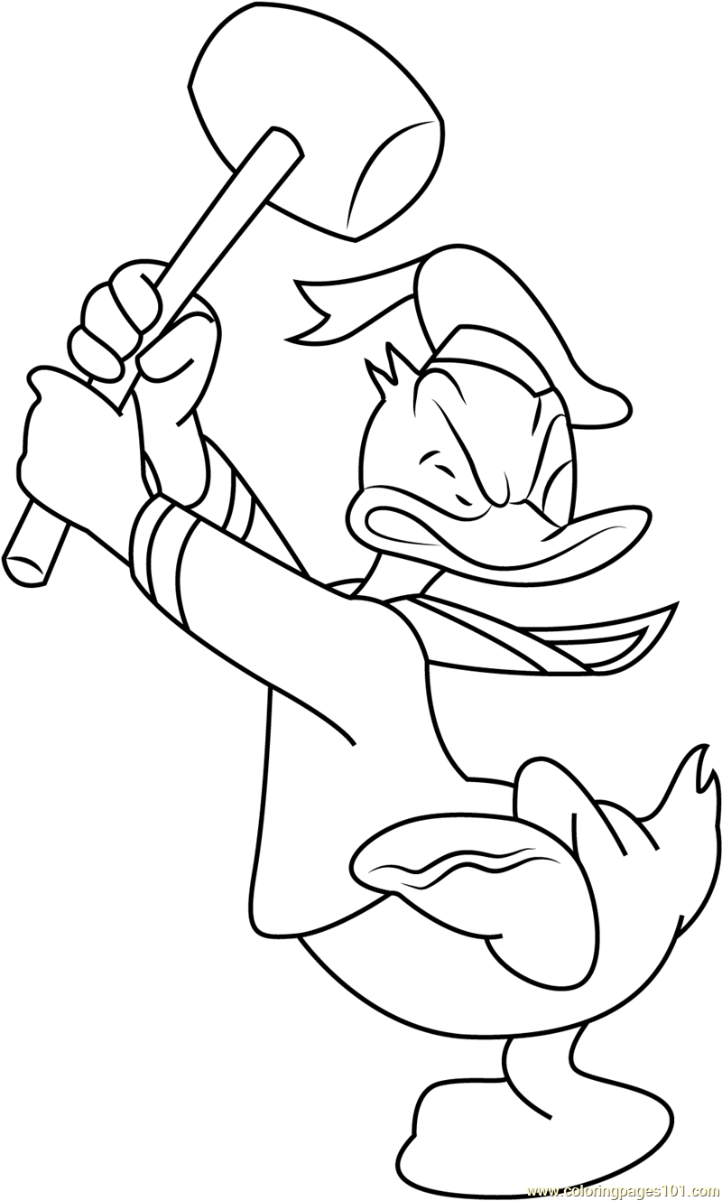 800x1330 Donald Duck Having Hammer Coloring Page