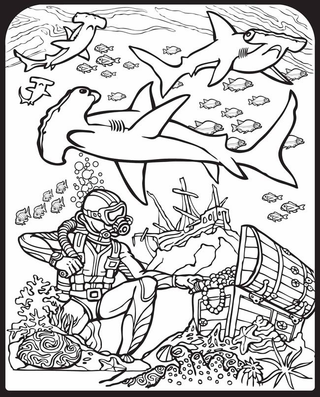 650x806 Sharks! Stained Glass Coloring Book Dover Publications Stained