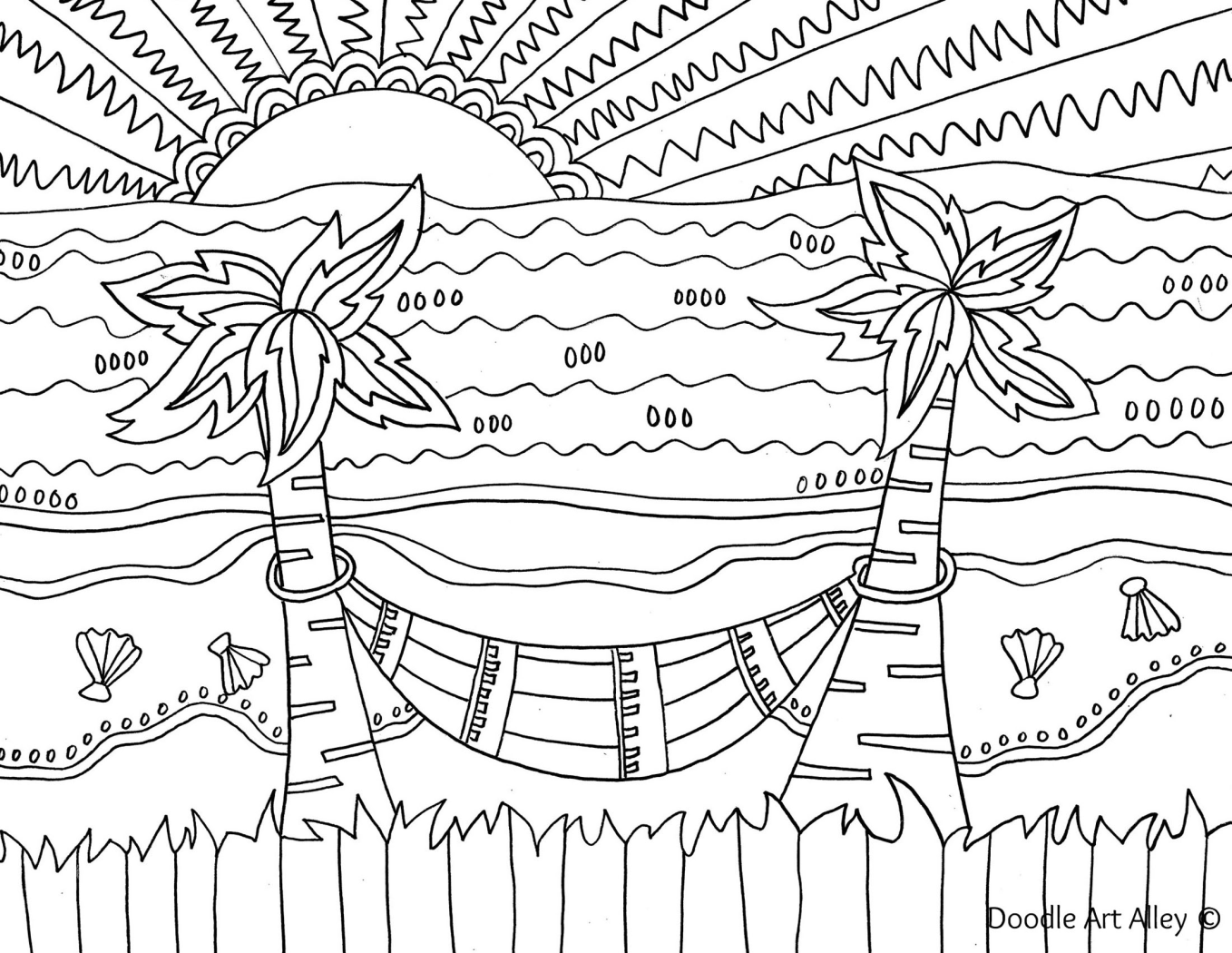 1358x1050 Hammock On The Beach Coloring Pages Coloring Books