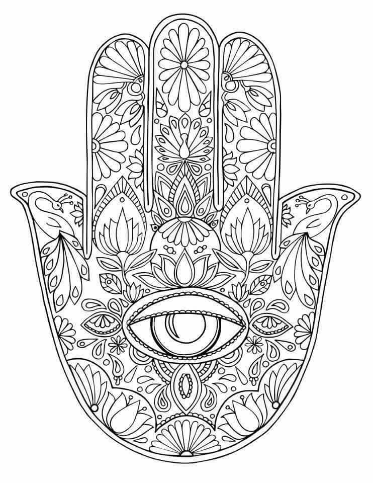 742x960 New Evil Eye Coloring Pages Hamsa Tree Of Life Hand Drawn Adult
