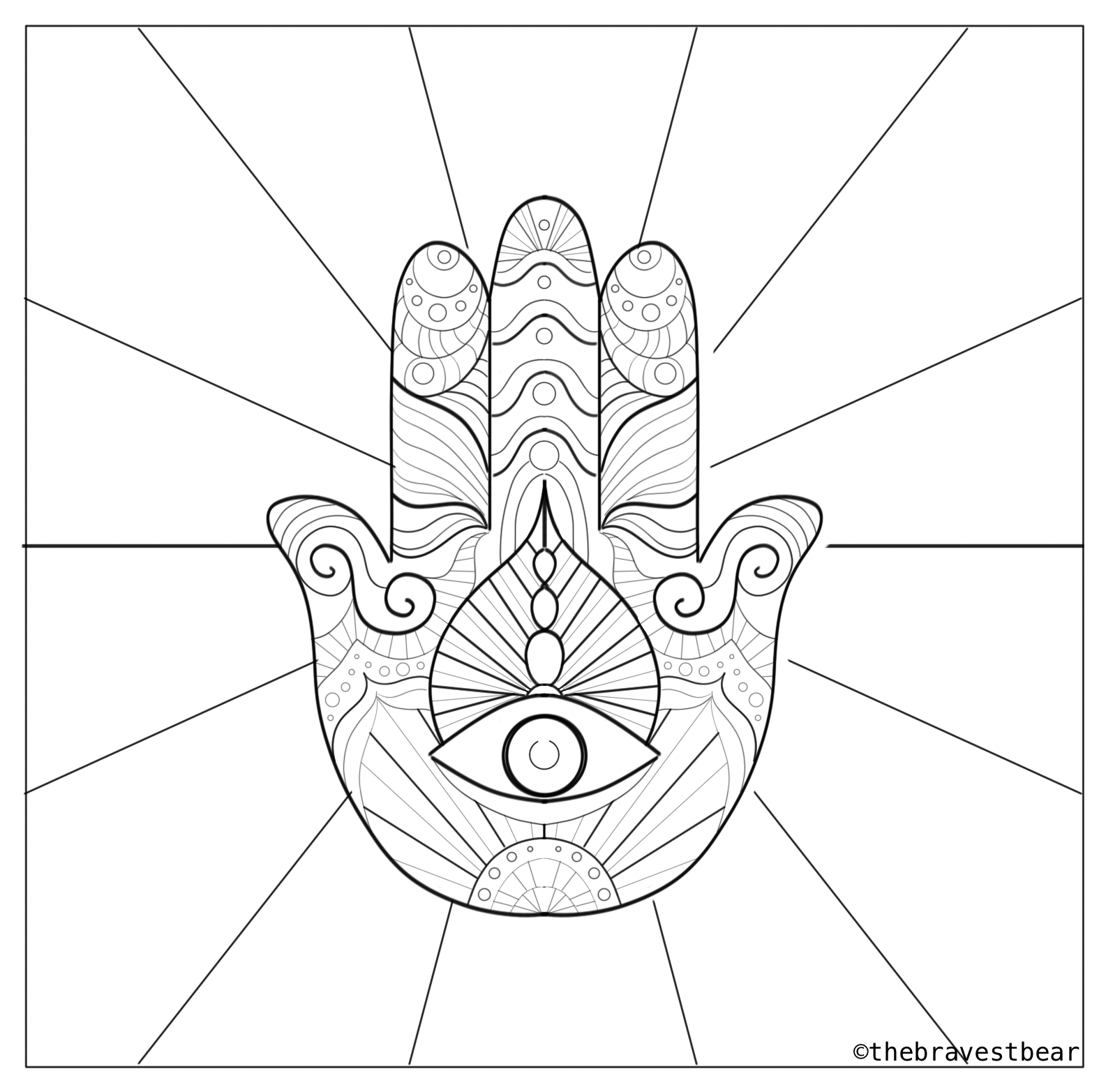 1585x1565 Hamsa Coloring Pages