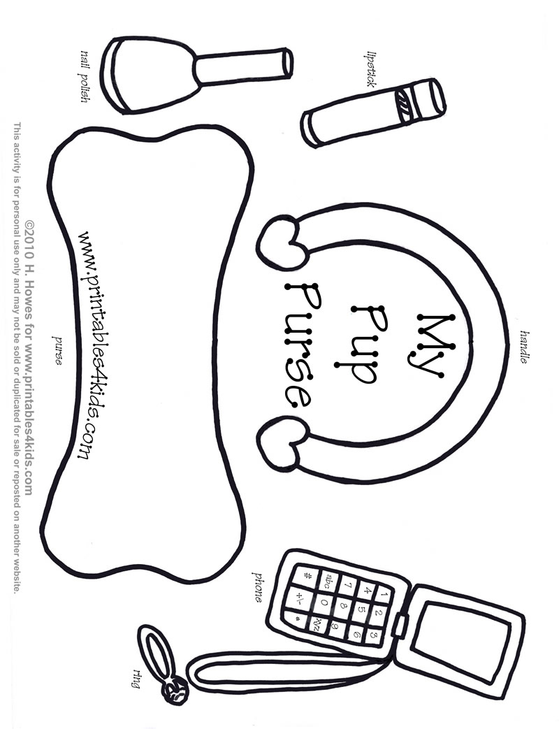 800x1043 Drawn Purse Colouring Picture