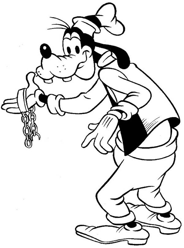 600x811 Goofy Release From Handcuff Coloring Page