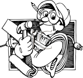 350x329 Royalty Free Clip Art Image Handyman Holding A Bunch Of Tools
