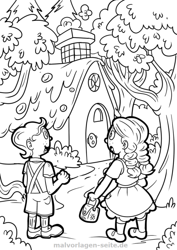 600x846 Coloring Page Hansel And Gretel Fairy Tale Gratis Malvorlagen