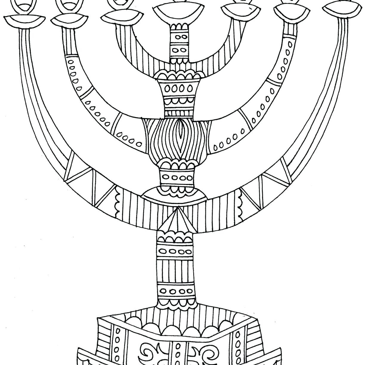 1224x1224 Hanukkah Menorah Coloring Pages And Dreidel Stole Free Printable