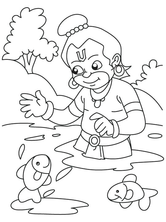 540x720 Hanuman Coloring Pages In Lake Coloring Page Chota Bheem