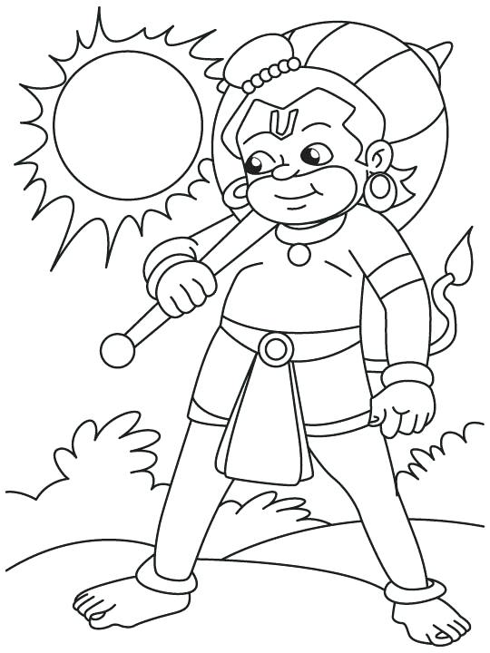 540x720 Hanuman Coloring Pages Lord With Sun Coloring Page Lord Hanuman