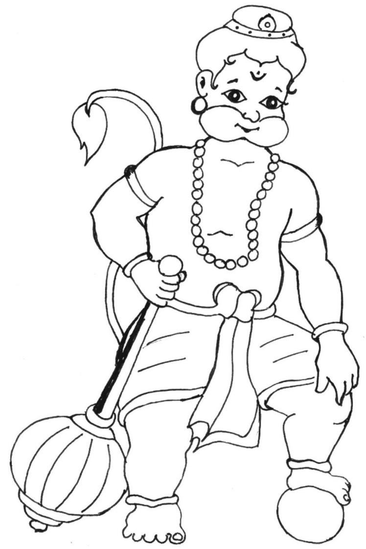 748x1122 Bal Hanuman Coloring Printable Page 3 For Kids