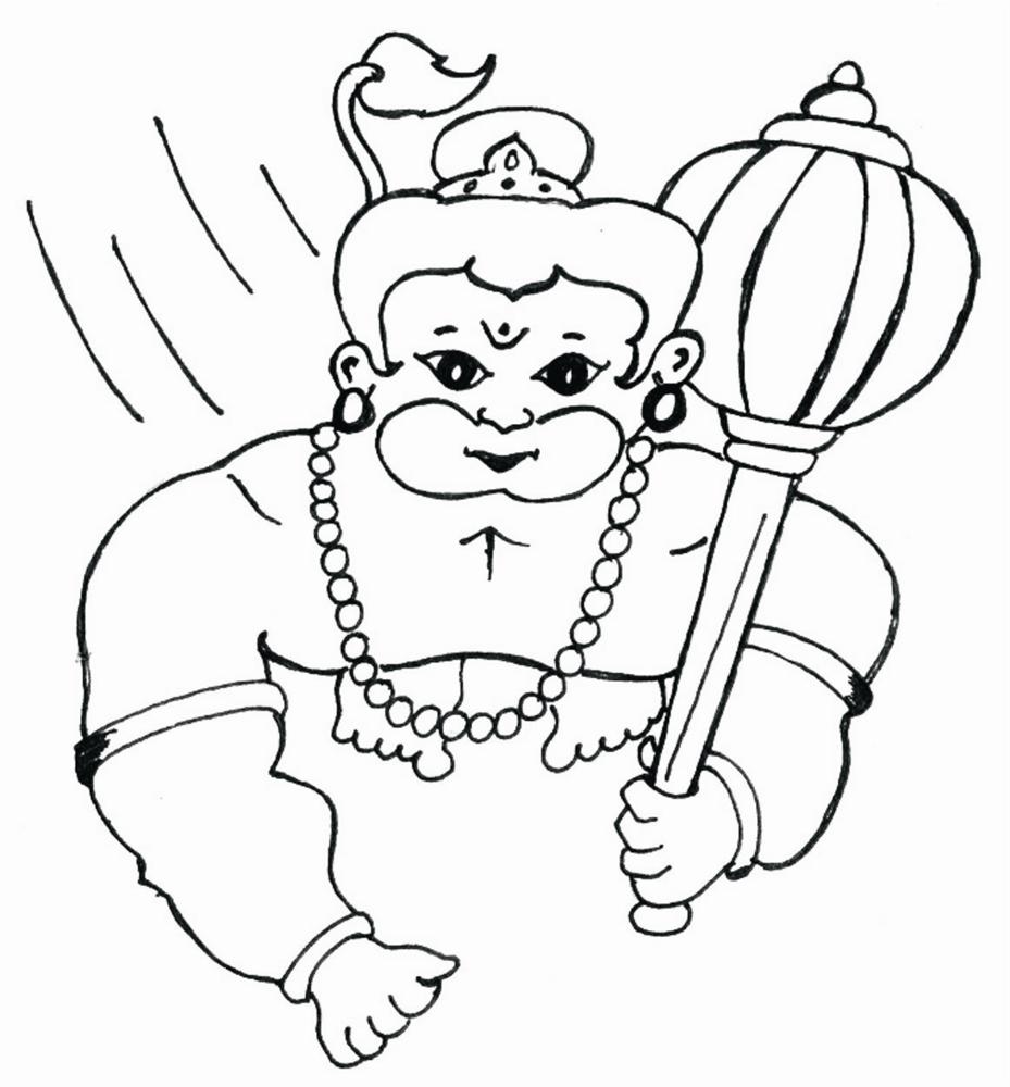 929x1000 Bal Hanuman Coloring Printable Page 4 For Kids