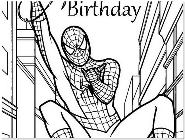 651x491 Spiderman Birthday Coloring Pages Spiderman And Birthday Cake