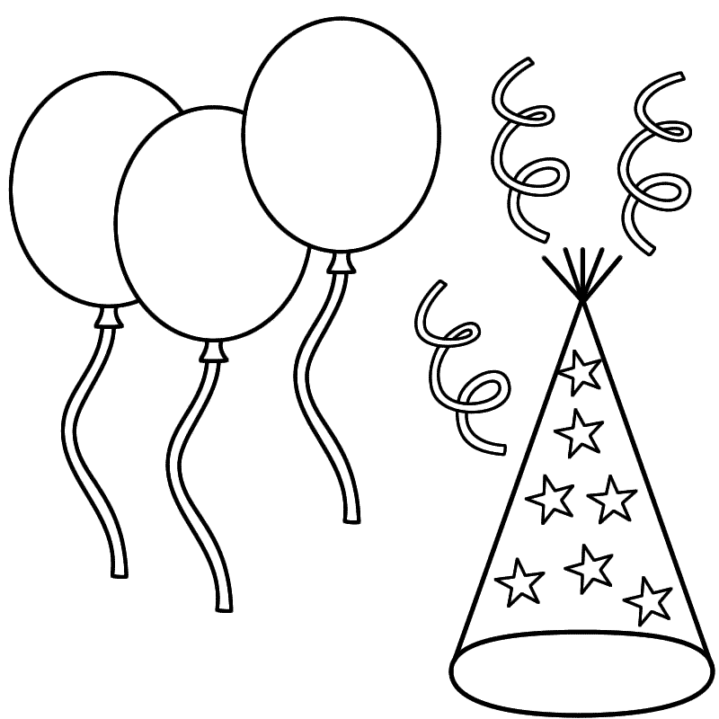 800x800 Birthday Hat Coloring Page