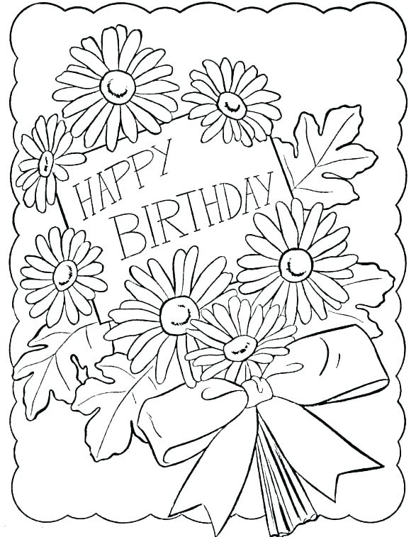 Happy Birthday Card Printable Coloring Pages