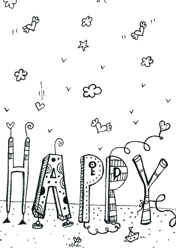 570x801 Happy Birthday Printable Cards Also Happy Birthday Coloring Pages