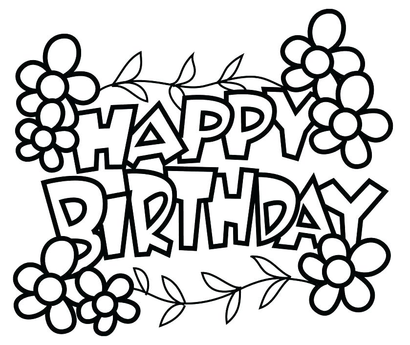 839x706 Happy Birthday Coloring Pages Simple Happy Birthday Coloring Page