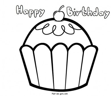 391x338 Print Out Happy Birthday Muffin Cupcake Coloring Pages