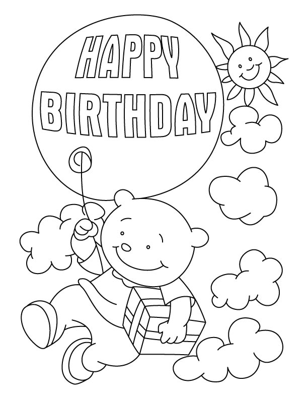 612x792 35 Happy Birthday Balloons Coloring Pages, Happy Birthday Coloring