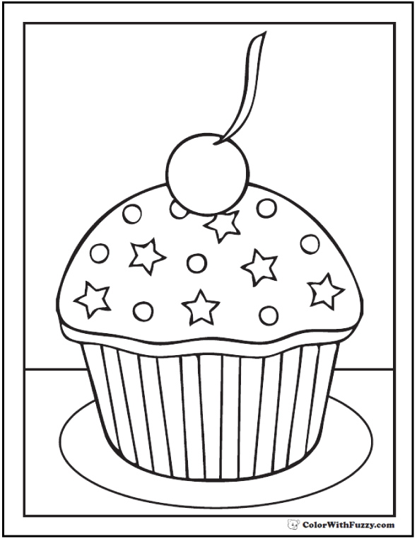Happy Birthday Cupcake Coloring Pages
