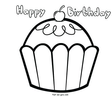 391x338 Coloring Pages Happy Birthday Happy Birthday Cupcake Coloring