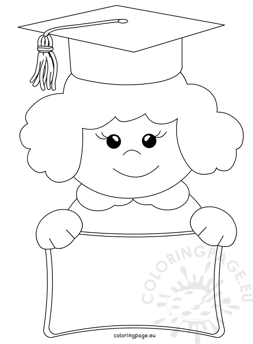 826x1122 Vector Cartoon Happy Child Graduate Coloring Page
