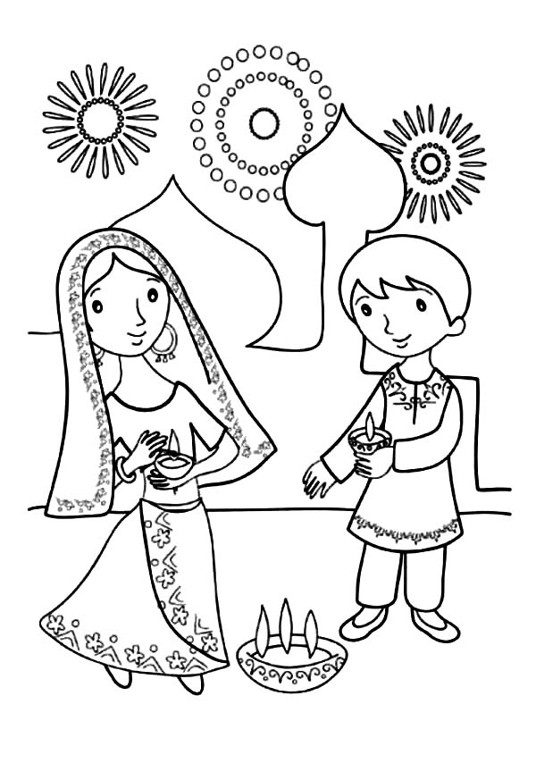 600x854 Happy Diwali Colouring Card
