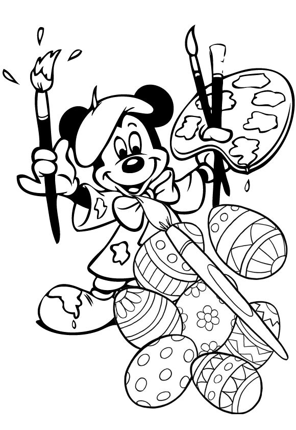 580x842 Mickey Mouse Easter Coloring Pages Happy Book On Free Printable