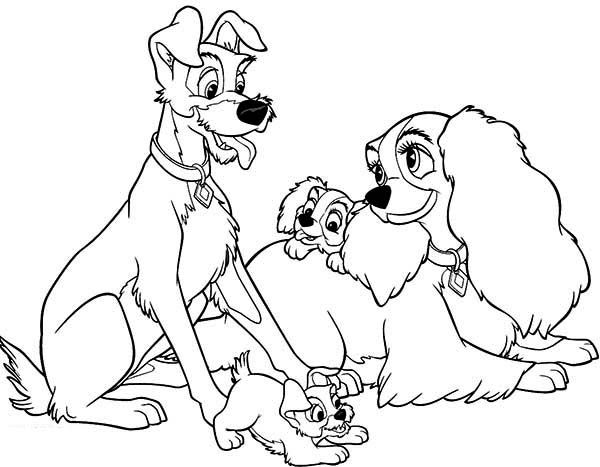 600x467 Lady And The Tramp, Lady And The Tramp Is Happy Family Coloring