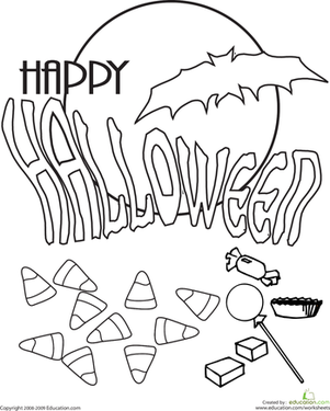 301x375 Color The Happy Halloween Worksheet