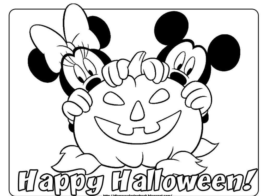 1024x752 Disney Halloween Coloring Pages With Pumpkin And Happy Halloween