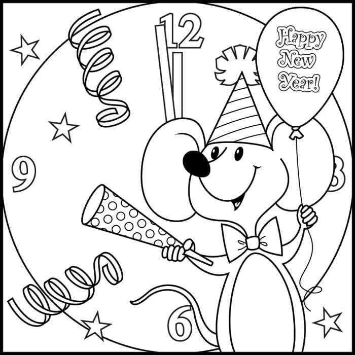 Happy New Year Coloring Page