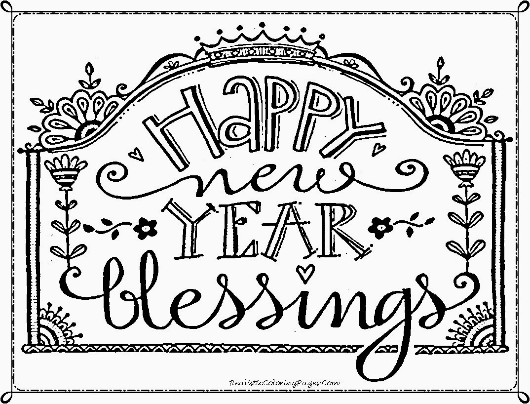 1074x818 Printable Happy New Year Coloring Pages 2018