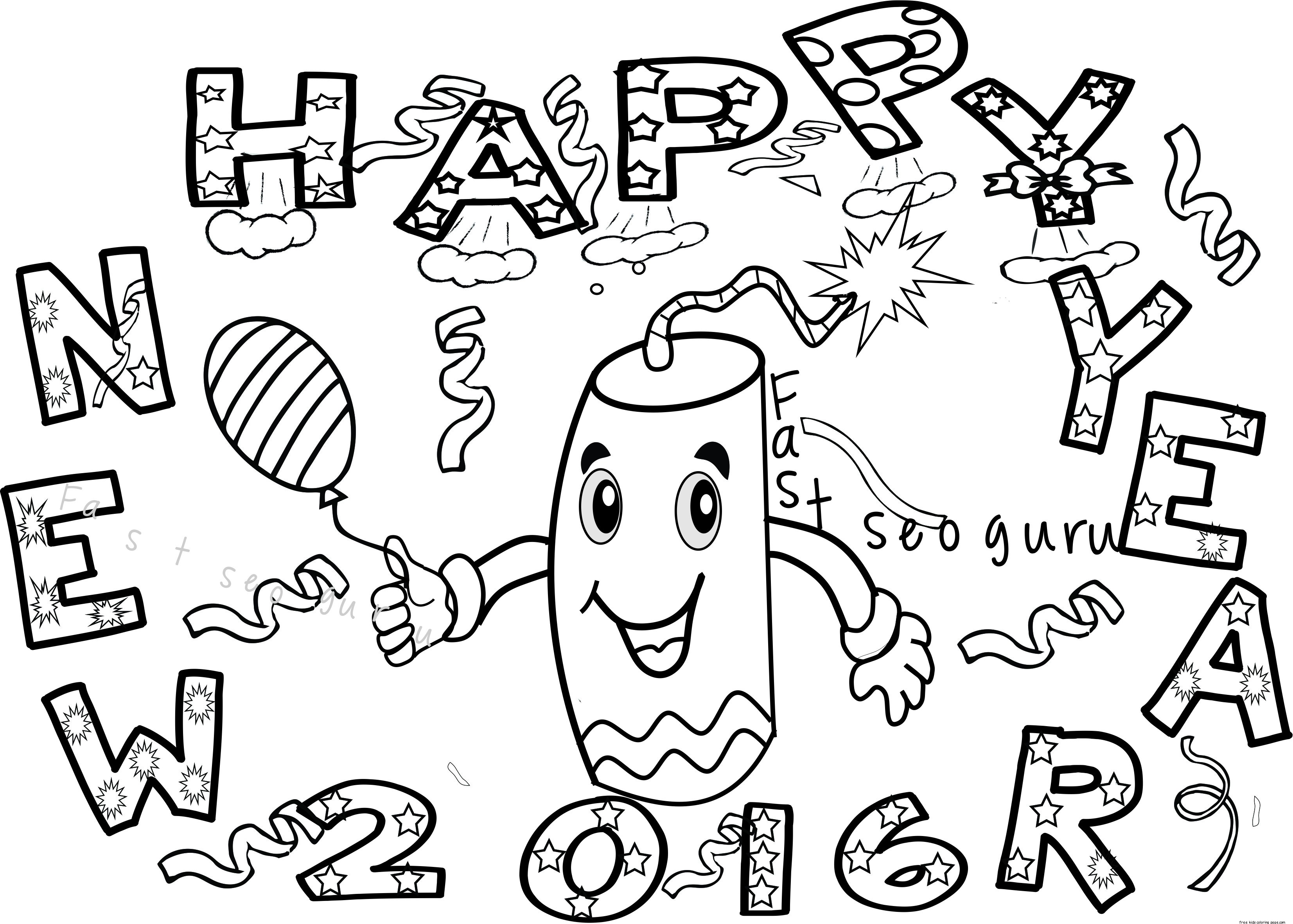 3306x2363 Tested Happy New Year Coloring Sheets Years Pi