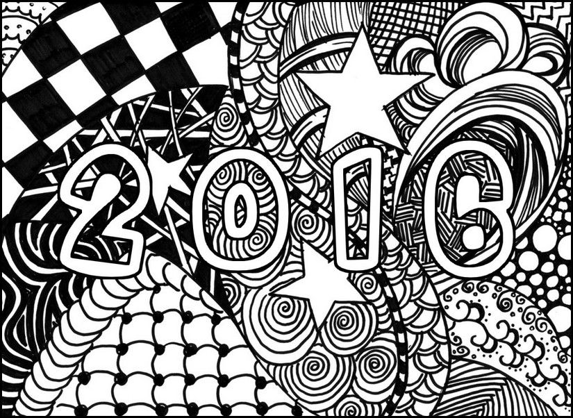 Happy New Year Coloring Pages 2016