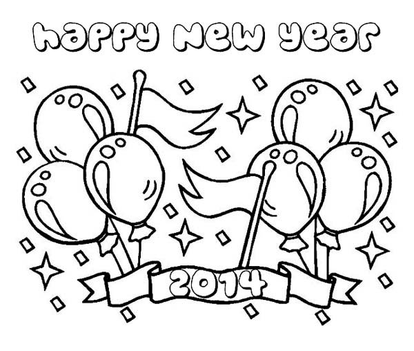 600x508 Printable Printable Happy New Year 2014 Coloring Page