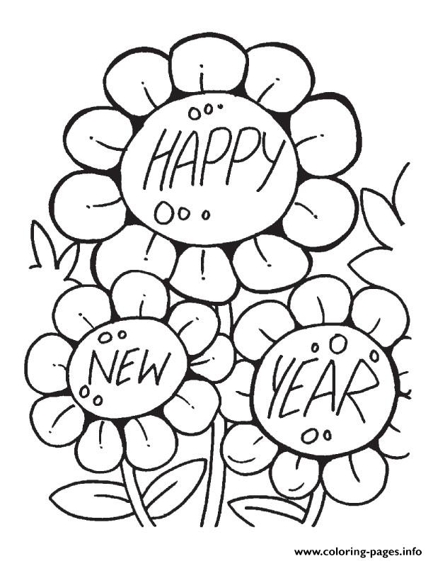 612x792 Flower Wishing Happy New Year Printable 2017 Coloring Pages Printable