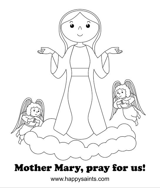 545x640 Happy Saints Mother Mary Coloring Page 1st Grade Catholic