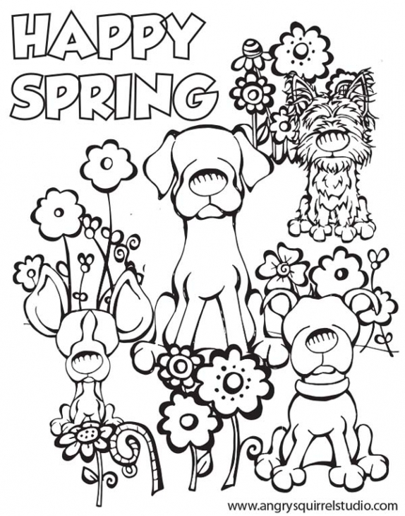 574x730 Happy Spring Coloring Page To Print For Kids Adult Coloring