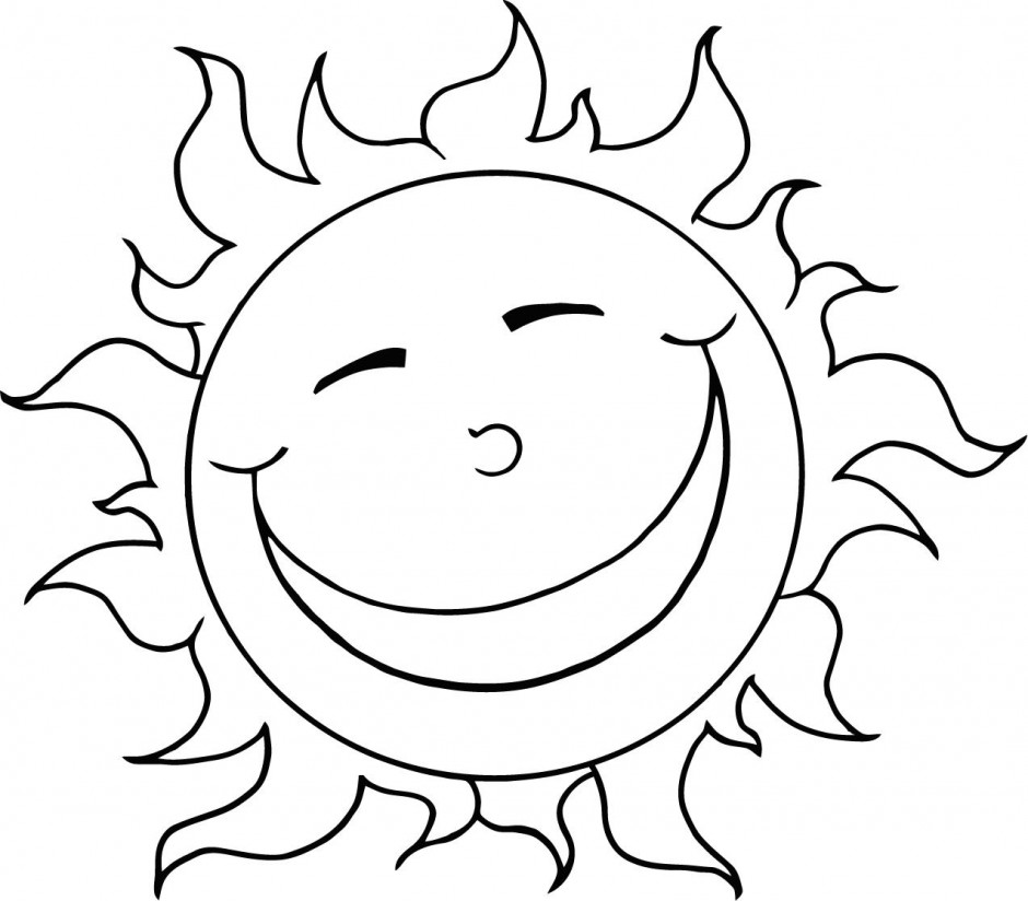 940x824 Happy Sun Coloring Page