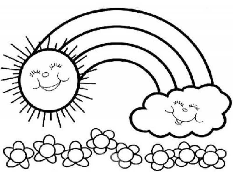 800x590 The Sun And Cloud Are Happy Because Of Rainbow Coloring Pages
