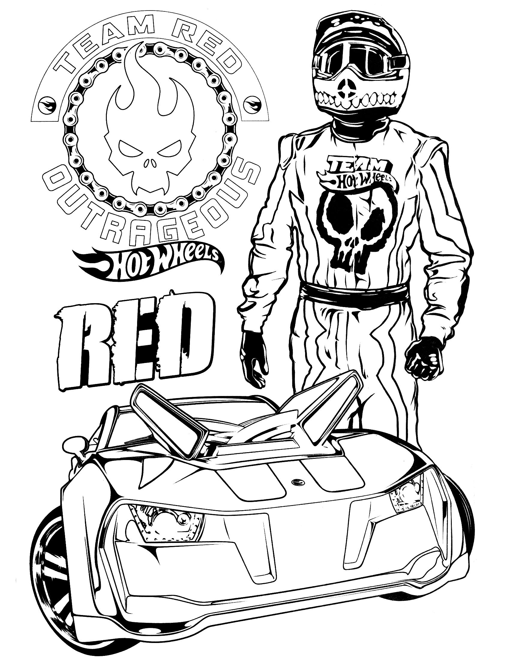 1700x2200 Team Hot Wheels Coloring Pages