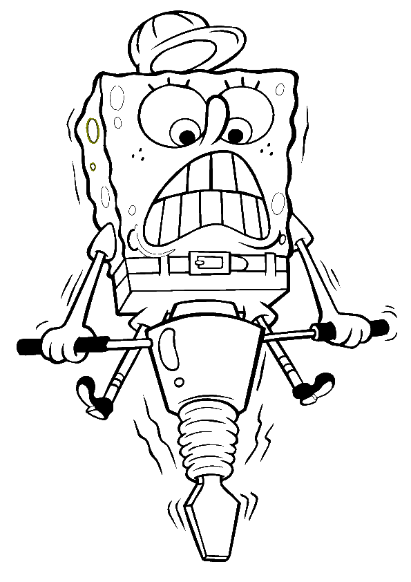 595x842 Spongebob Working Hard Coloring Page Boys Pages