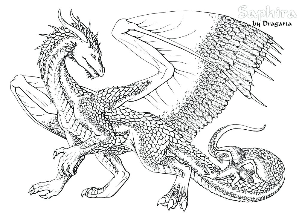 1000x723 Printable Dragon Coloring Pages For Adults Hard Dragon Coloring