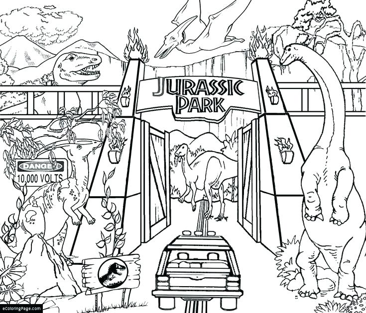 735x630 Coloring Pages Online Hard Park Entrance Dinosaur Page Map