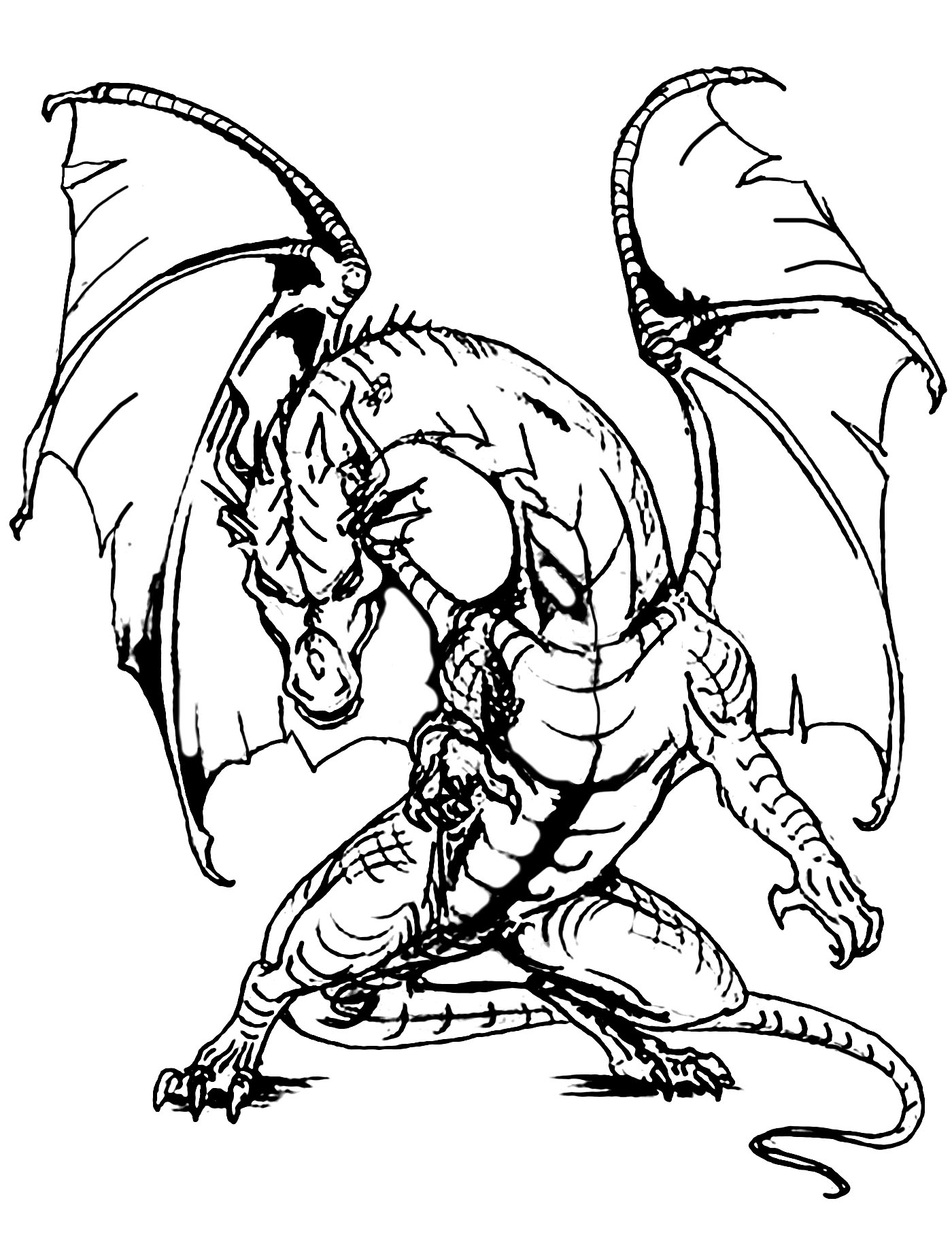 1400x1847 Hard Dragon Coloring Pages For Adults