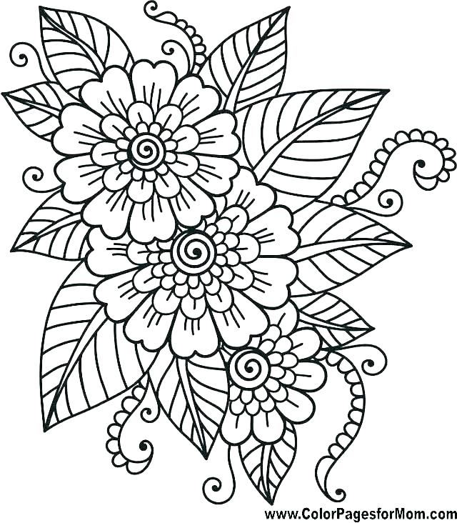 640x732 Hard Flower Coloring Pages