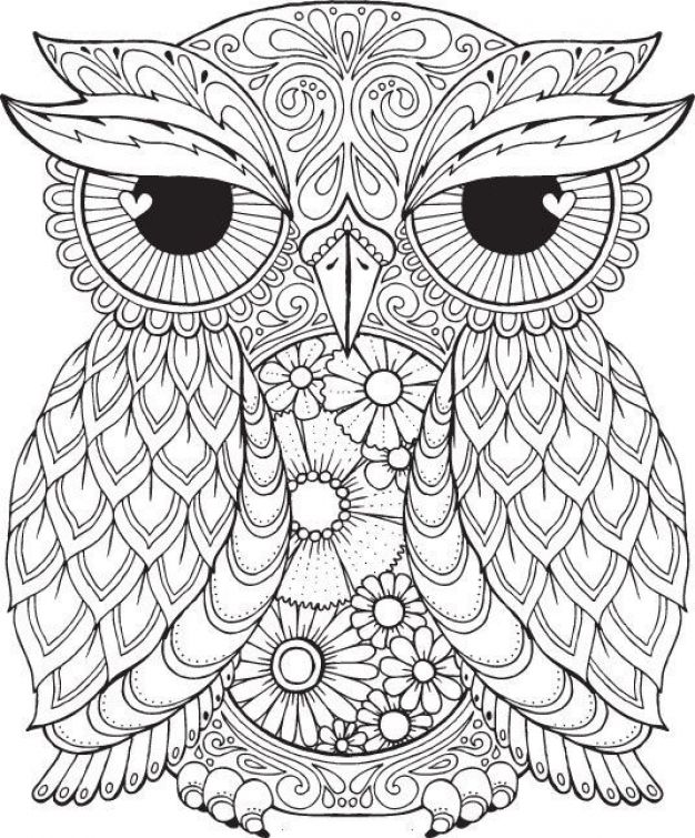 626x755 Free Difficult Coloring Picture Of An Owl To Print For Adults