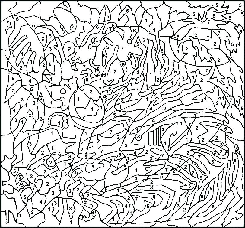 812x754 Hard Color By Number Coloring Pages